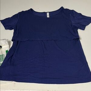 Sosolism Large Maternity Blue Short Sleeve Nursing T Shirt